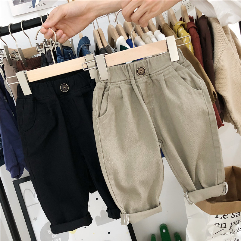 Men and women children 2021 spring and Autumn children's new Korean casual pants baby loose overalls children's Western pants