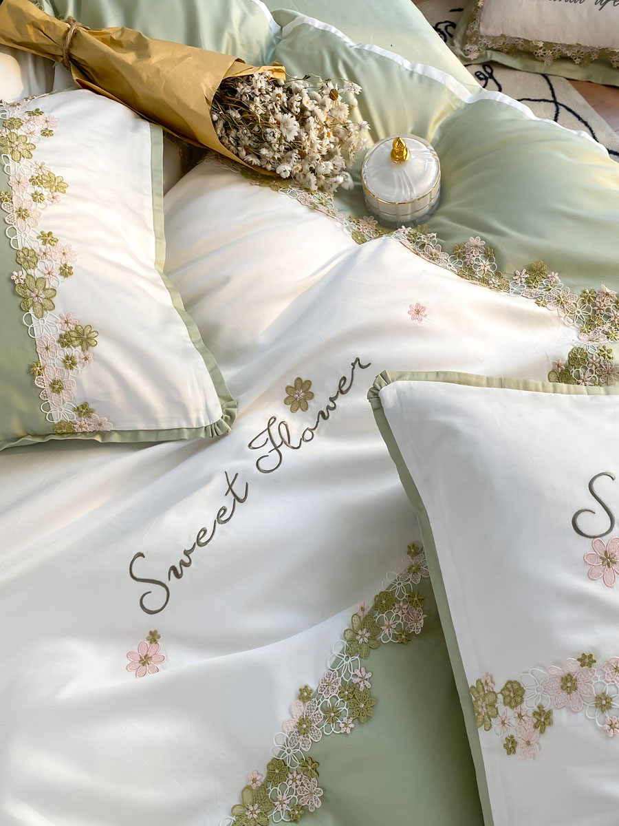 Roland Home Spring 80 Long Queen Cotton Spring and Autumn pure cotton four - piece girl romantic bed linen