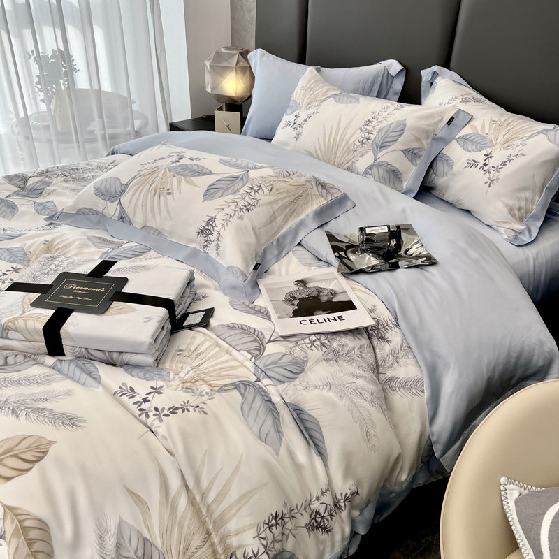 Roland Home Textiles 120 double-sided Lenzing Tencel four-piece set spring and summer American-style pastoral cool-feeling bedding quilt cover