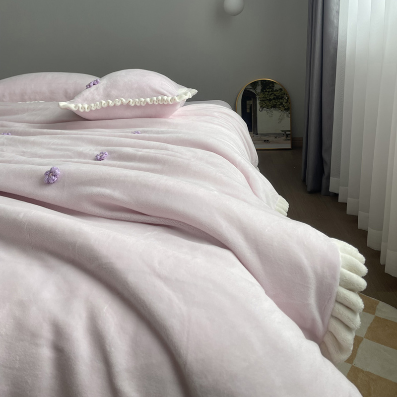 Roland Baby Full Extinction Milk Suede Warm Thickening of Quilt Cover Double Bed Students single Children's bed Three-four sets