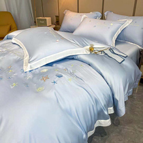 Roland Home Textiles 120 Lan Jing Tencel Double Bed On Four Piece Set Summer Cool Ice Silk quilt cover Bed Sheets