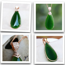 Natural Hetian Jasper pendant Female A goods jade jade Jasper water drop pendant jade pendant necklace AJ0105