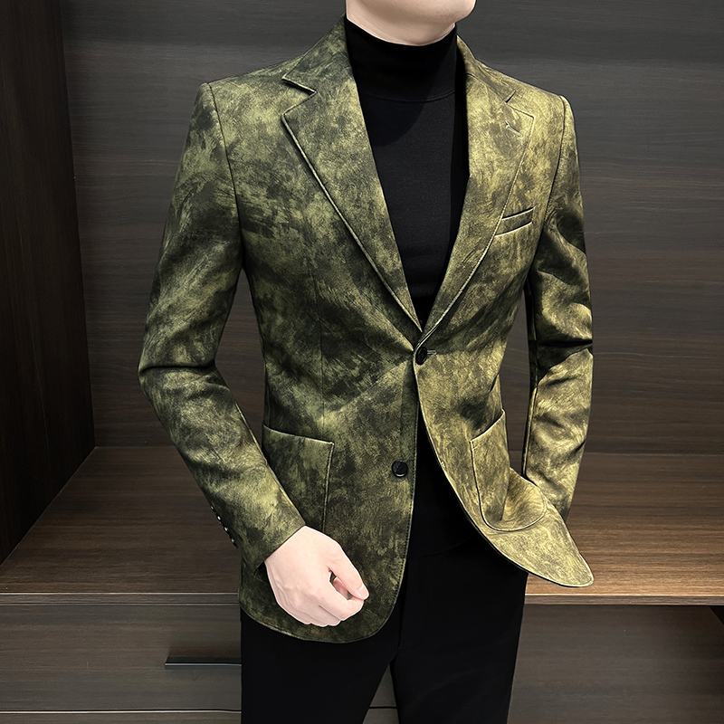 Retro Leather Suit Jacket for Men, Spring & Fall Leather Jacket, 2026 New Style, High-End, Handsome Style, Casual Suit Top