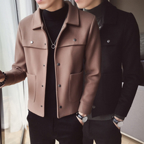 Mens coat spring and autumn 2021 new trend windbreaker short British wind jacket Mens wool coat