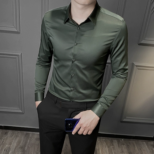 Цветная элитная рубашка, трендовый классический костюм, весенний лонгслив, в корейском стиле, облегающий крой