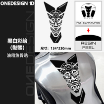 Italy ONEDESIGN 1D MOTORCYCLE FISHBONE STICKER FUEL TANK STICKER BLACK and white PAINTED SKULL SPOT