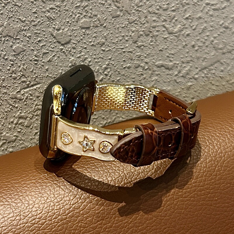 Suitable for Apple Watch Iwatchs11/10 Watch Strap, Star Galaxy Curved Leather Applewatchs9/8/7 Wristband