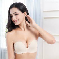 Traceless underwear women without steel ring strapless bra summer thin chest gathering sports collection bra