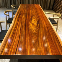 Size: 350*106*10 Okan solid wood log large board pineapple grid tea table tea table tea table green heart sandalwood office meeting