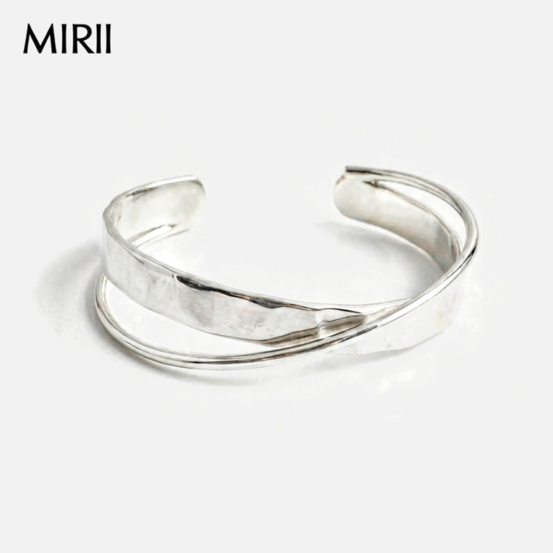 Mirii Secret Day Double-Layer Niche Design Simple Silver Wide Bracelet with a High-End Vintage Feel, Open-Style Personalized Gift Mirii Secret Day Double-Layer Niche Design Simple Silver Wide Bracelet with a High-End Vintage Feel, Open-Style Personalized Gift
