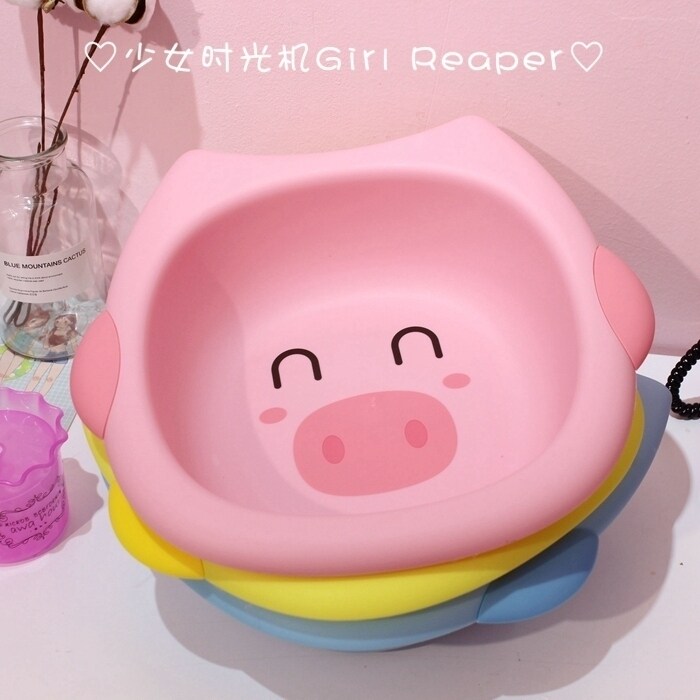 Pink pig washbasin Cute soft adorable student dormitory small washbasin children baby baby basin