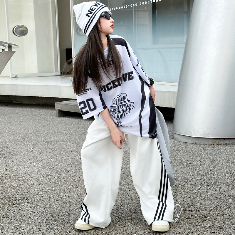 Children's Street Dance Trendy Clothing, Street-Style Girl's Trendy Brand Hip-Hop Suit, Cool Boy's Jazz Dance Bboy Performance Costume