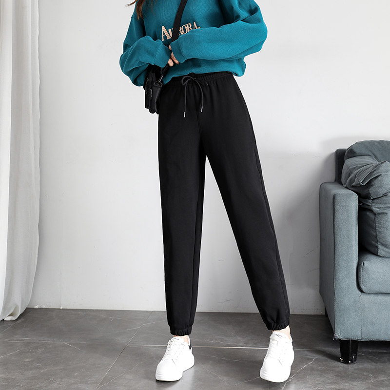 Sports Pants Women Pants Spring Autumn Display Slim 100 Hitch Bf Wind Black Lengthened Casual Pants 2022 New Loose Bunches Pants