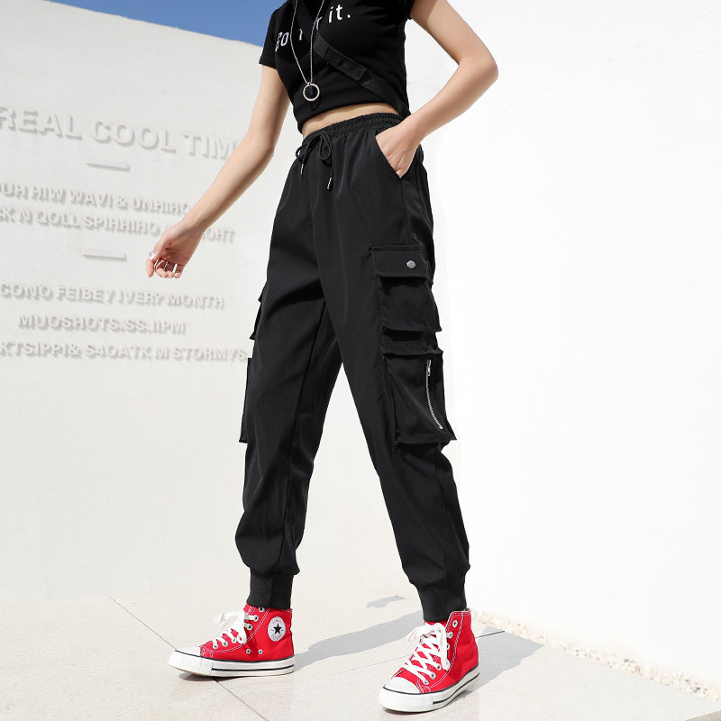 Small overalls for women in spring and autumn are thin, high waist, super hot, all-match, handsome, hip-hop trousers, ins tide