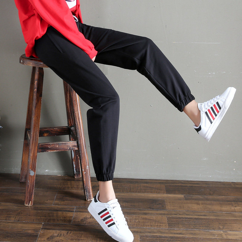 Pants women's 2021 new casual pants drawstring Korean version loose thin bloomers nine points small sports pants