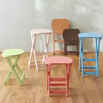 Baijing solid wood folding stool Space-saving dining stool Household Maza portable small stool folding chair Creative small bench