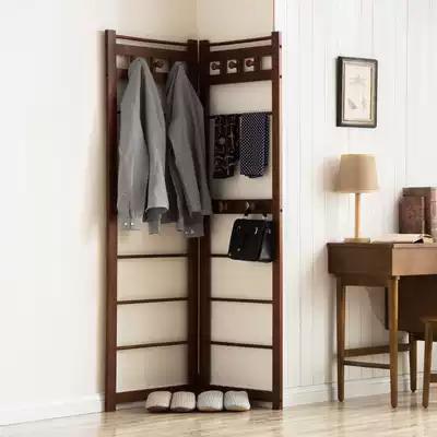 Solid wood coat rack Corner hanger Floor-to-ceiling corner folding hanger Corner bedroom wall-mounted clothes storage rack