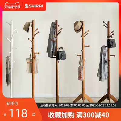 All solid wood net red simple home door bedroom stand-up storage multi-function hanging clothes hat bag rack pole