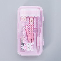 Korean version of ruler second grade painting portable scribe universal tool ruler set cute girl pink