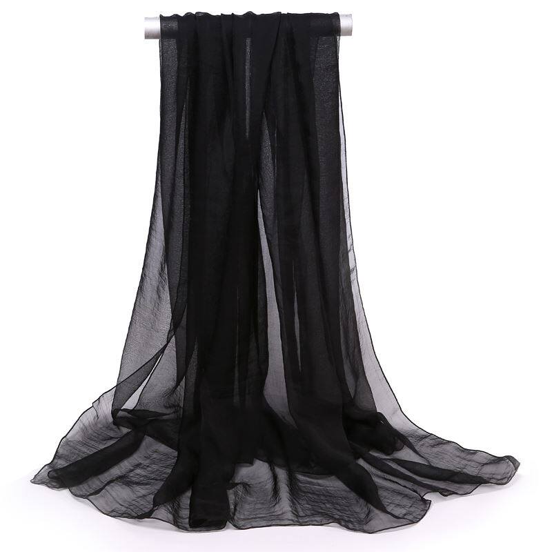 Playing young spring monochrome black square women's silk scarves women's all-match large square scarves oversized travel classic