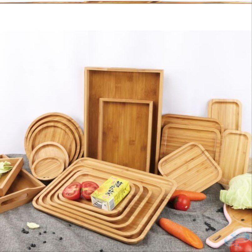 ins round indoor tea tray rectangular wooden retro baking and abrasion resistant dinner plate send vegetable tea table heat resistant