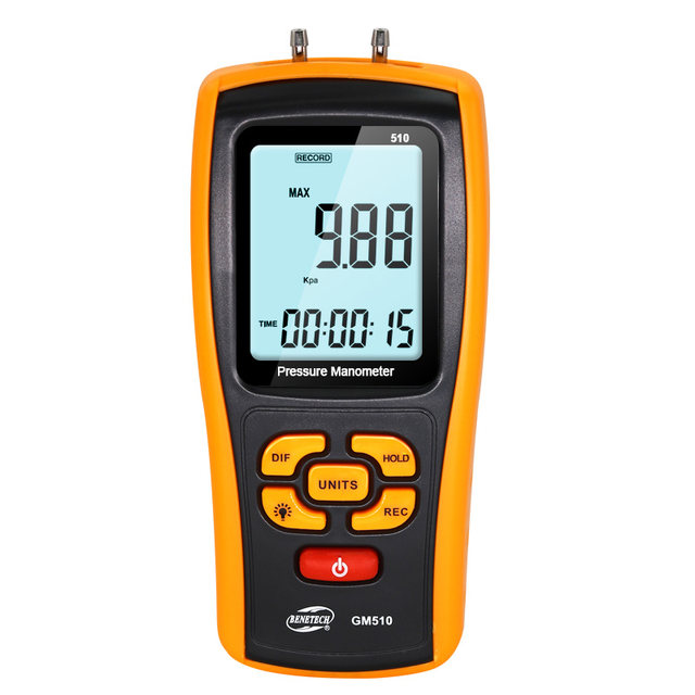 Biaozhi GM510 digital pressure gauge digital display differential pressure negative pressure gauge micro pressure wind pressure gauge barometer with data record