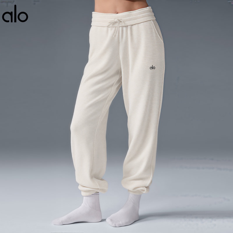 Aloide American Style Waffle High-Waisted Yoga Pants for Women, Drapey, Loose, Slimming, Jogger Pants, Running Fitness Sports Pants