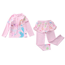 2023 Children Swimsuit Girl Girls Split CUHK Child Swimsuit Long Sleeve Long Pants Flower Mesh Fabric Shorts Diving Swimsuit