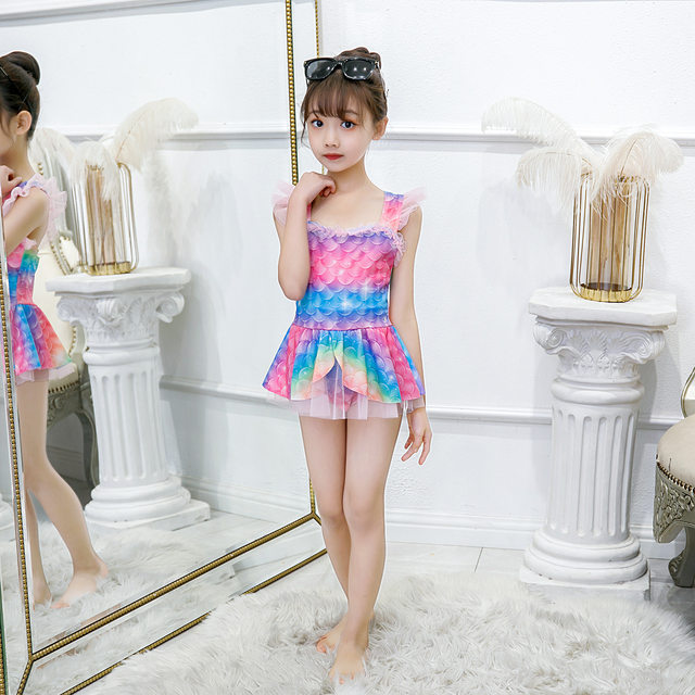 ຊຸດລອຍນ້ຳເດັກຍິງມີສີສັນ, ຂະໜາດກາງ ແລະໃຫຍ່ 2021 Summer New Fashionable Cute Princess Baby One-piece Breathable