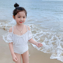 2022 Children Swimsuit White Girl Conjoined Small Middle Child Swimsuit Cute Baby Swimsuit Children Spa Swimsuit