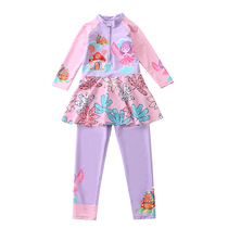 Childrens swimsuit Womens new CUHK Teenage Girl girl Girl One-piece Dress Swimsuit Long Sleeve Long Pants Girl Swimsuit