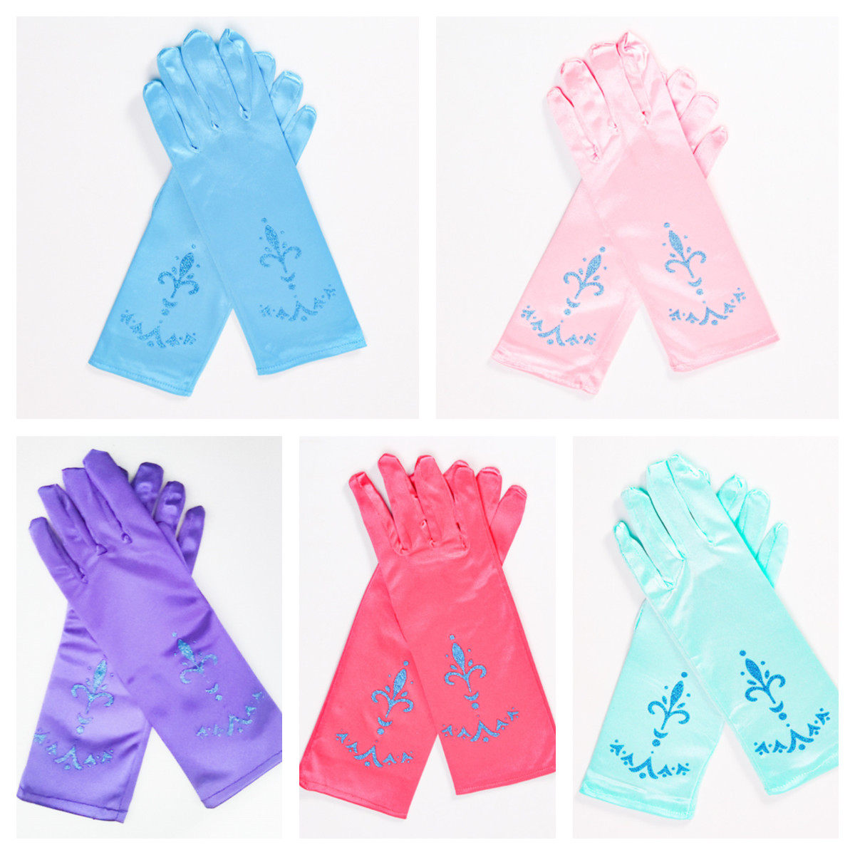 Snow Princess New Chic Edge Elsa Princess Gloves Grey Girl Girl Gloves Crown Children Performance Props