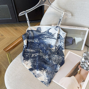 Аягатай намрын хөх цагаан топ, дудоу, хөхний даруулганы дээд, нимгэн сүлжмэл, суурилуулсан