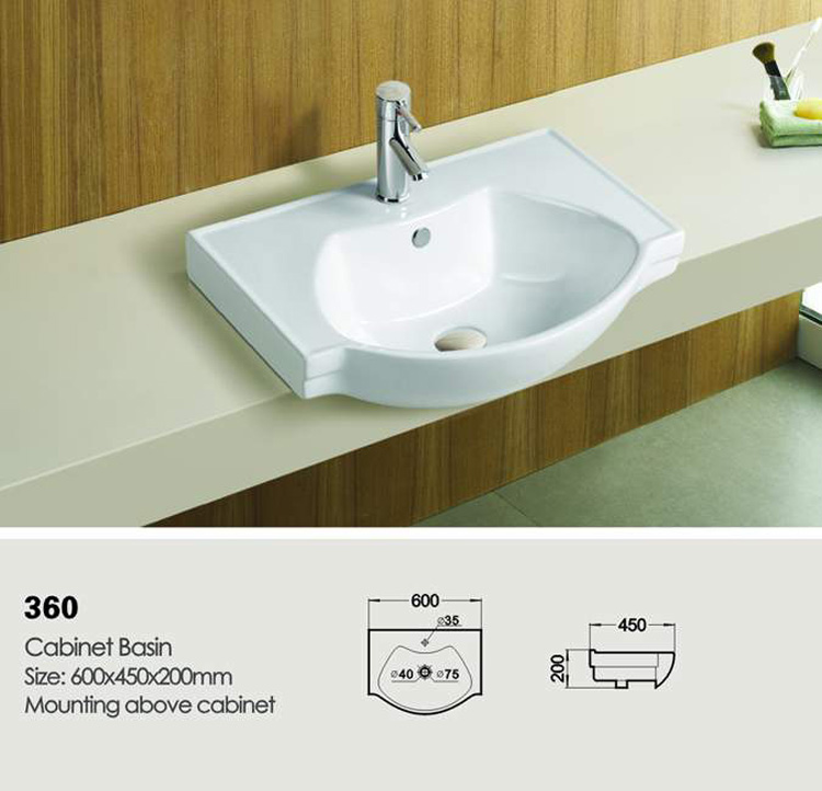 Guangheng ceramic bathroom powder room balcony irregular arc hand wash basin countertop one basin fan-shaped cabinet basin