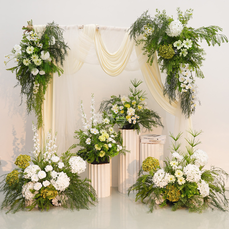 Christmas Artificial Green Plant Decorations Scene Window Display Entrance Ornaments Fake Plants Large Floral Photography Props