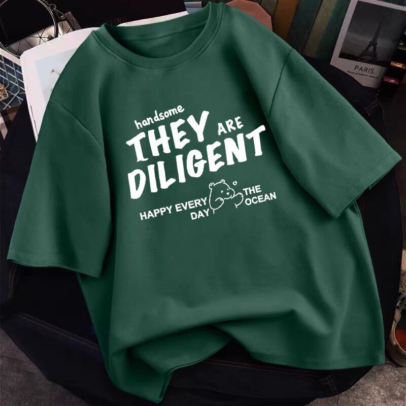 Ink green short sleeve t-shirt woman 2022 new summer pure cotton half sleeve Chains ultra fire 100 lap up clothes women's clothing