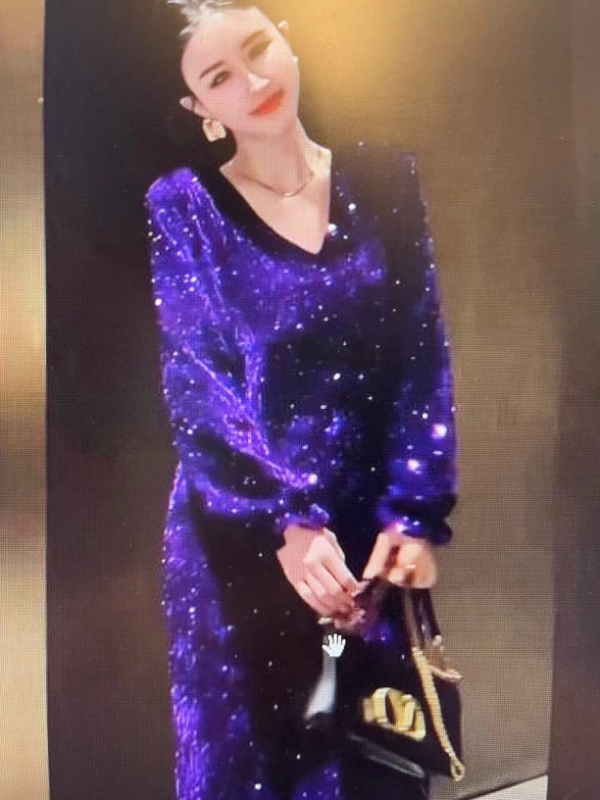 2025 New Purple Sequin Dress - One Size