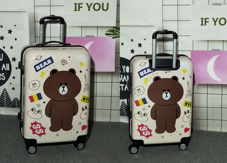 Phim hoạt hình nội trú nữ 20 inch xe đẩy trường hợp bánh xe phổ thông 22 inch vali nhỏ dễ thương nhỏ vali tươi 240 vali cao cấp
