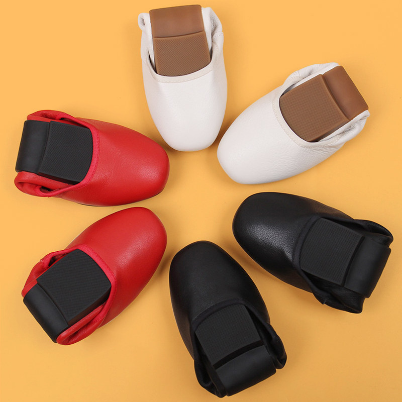 New leather round toe commuter flat soft bottom work shoes egg roll comfortable mother shoes leather shoes professional work shoes women