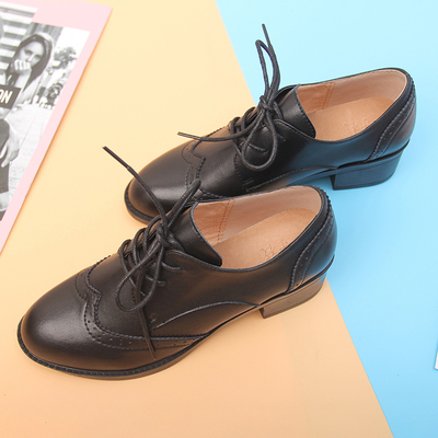 taobao agent 2020 new retro Yinglun style in the small leather shoes female Brock leather black single shoes lace leather shoes female