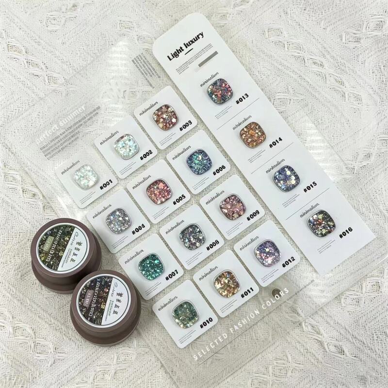 Korean Dazzling Large Glitter Diamond Nail Art Canned Gel New Long-Lasting Trendy Color Rainbow Nail Polish Set Korean Dazzling Large Glitter Diamond Nail Art Canned Gel New Long-Lasting Trendy Color Rainbow Nail Polish Set