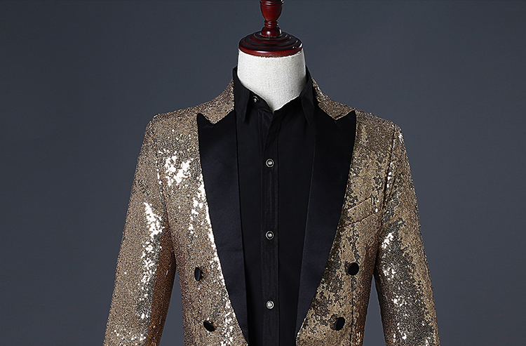 QI Chic Men Tuxedo Bling Glitter Suit Jacket Formal Vogue Tail Coat ...