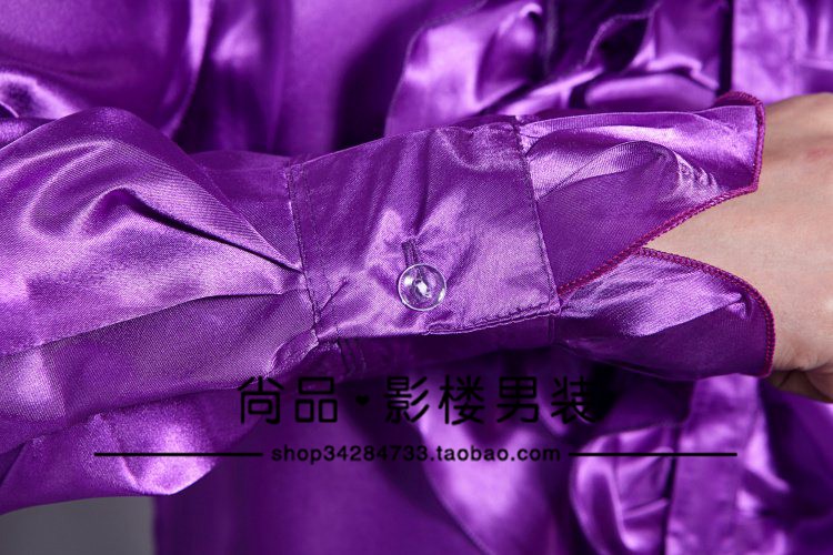 Hình ảnh studio cổ áo ren áo điệp khúc trang phục nam trang phục sân khấu màu tím vàng áo dài tay sơ mi tay ngắn