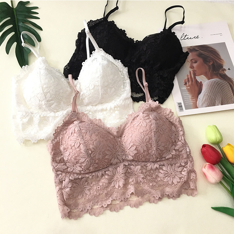 Beautiful back camisole net red small chest tube top wrap chest anti-lighting gather bra female lace underwear bottoming outer wear