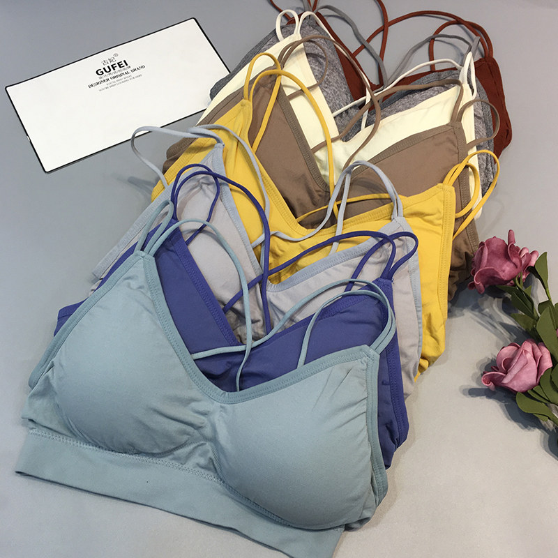 Real shot ice silk naked ammonia tube top summer thin cup breathable comfortable seamless chest strap cross sexy beauty back bra