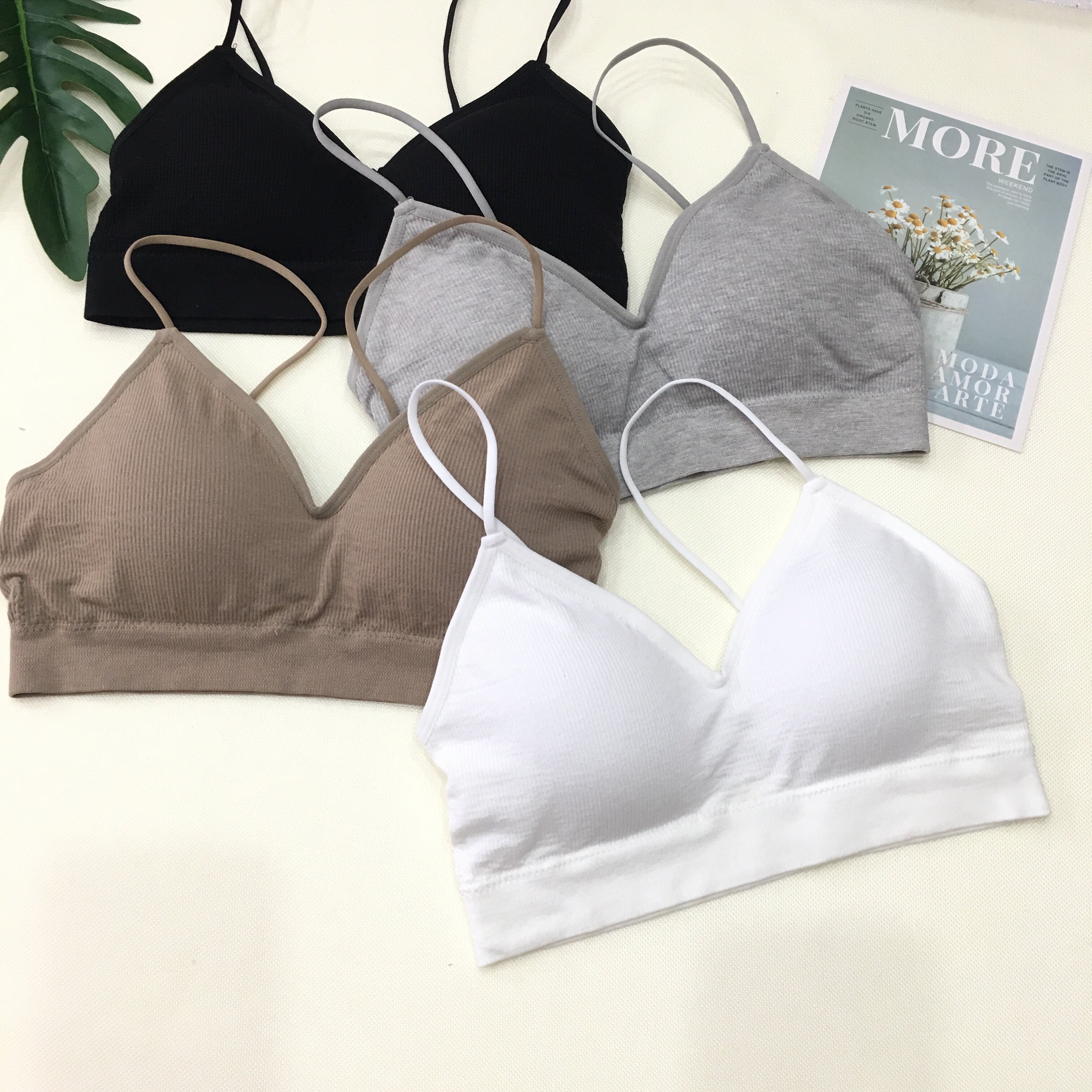 Underwear women's no steel ring sports gathered seamless vest with chest pad tube top wrap chest beautiful back student sling bra