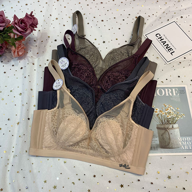 French bunny ears sexy ultra-thin anti-bump lace breathable underwear adjustable beautiful back no steel ring bra