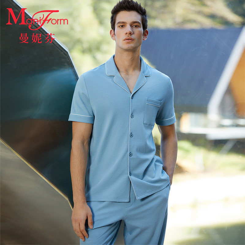 Manifen Men's Home Clothes Set Pajama Pants Modal Short Sleeve Pajamas Living Clothing 20310697