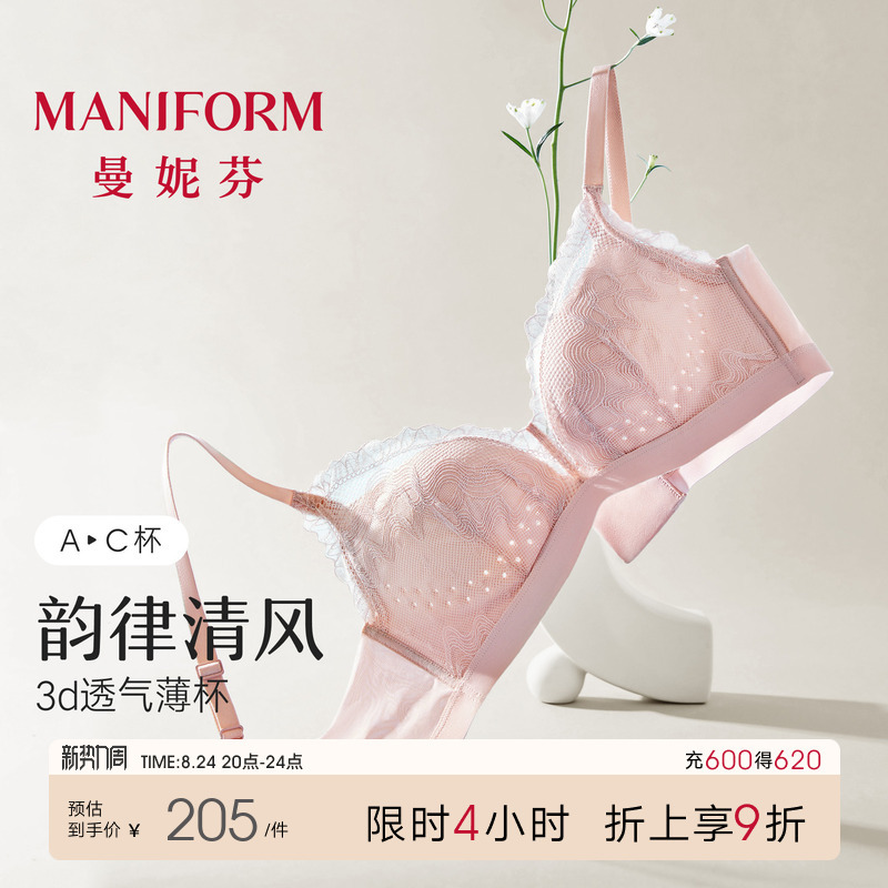 Rhythm of the Breeze | Maniform Sexy Light Breathable Lace Wireless Women's Underwear Breathable Bra with Hole Cup