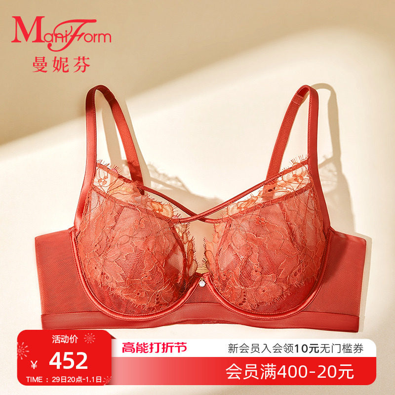 Ms. Manneffen anti-bump monolayer surrounding light and thin breathable bra large chest display small underwear bra 20840598-Taobao